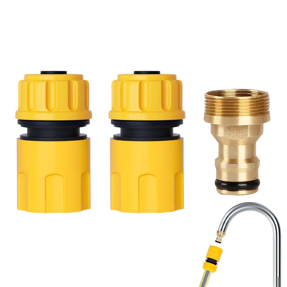 YAISUHCHNYE 3 Pcs Kitchen Tap Hose Connector Universal Outside Tap Hose Connectors Mixer End Quick Connector for Standard Indoor Outdoor Faucet Car Washing Garden Irrigation