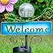 FOMOMDI Outdoor Solar Garden Lights with Welcome Sign, Hummingbird Ornament Metal Stake Lights for Lawn, Patio, Cracked Glass Balls (Hummingbird)