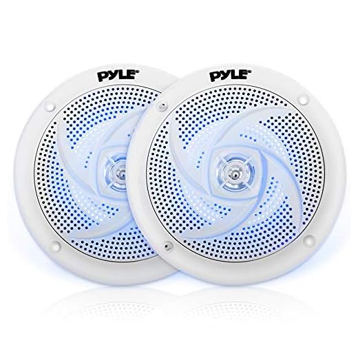 Pyle Marine Speakers - 5.25 Inch 2 Way Waterproof and Weather Resistant Outdoor Audio Stereo Sound System with LED Lights, 180 Watt Power and Low Profile Slim Style - 1 Pair - PLMRS53WL
