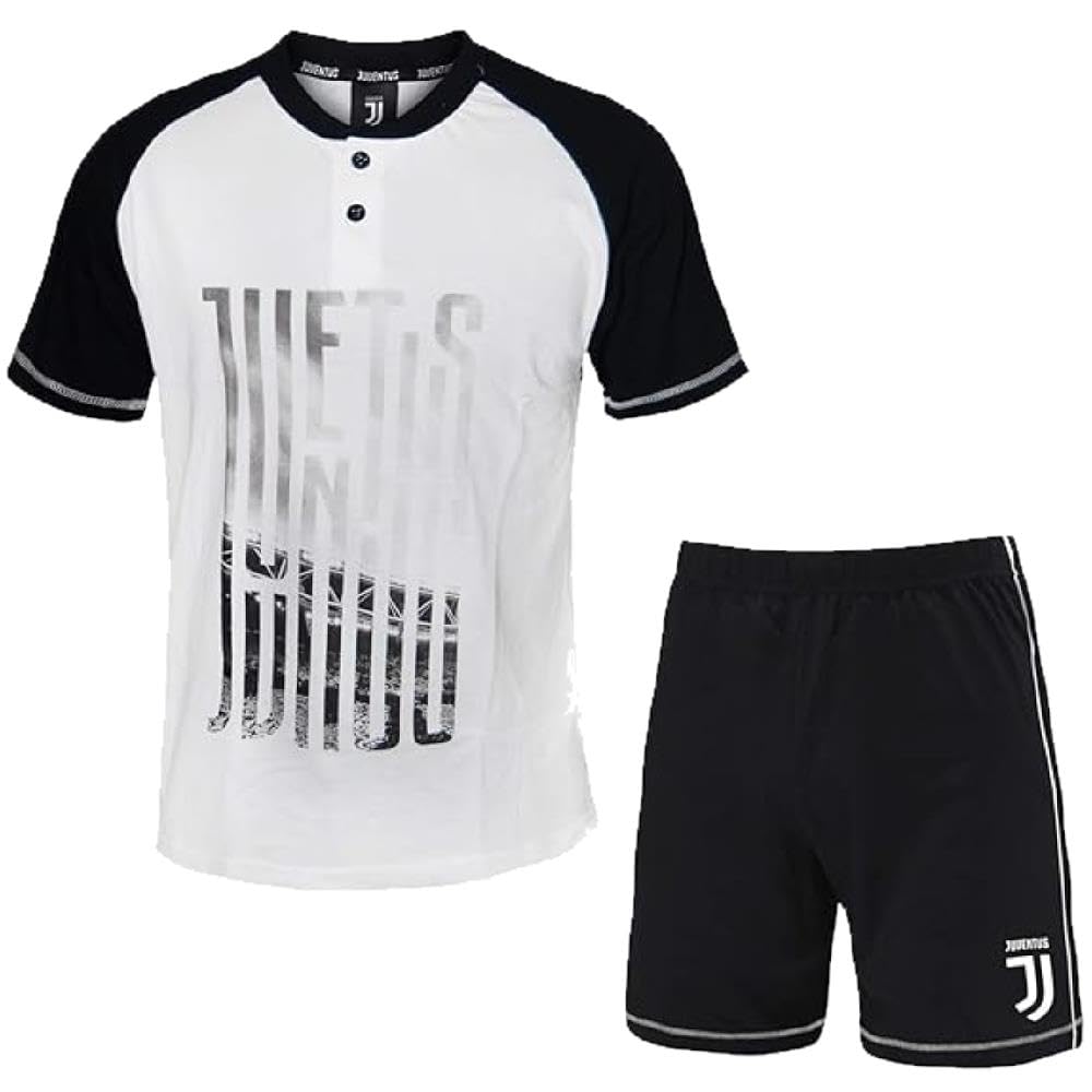 Pigiama Juve Maglietta e Pantaloncini Abbigliamento Tifosi Juventus FC Pigiama Bianco Nero Tifosi Juventini PS 30060