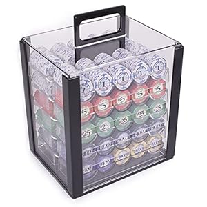 Brybelly 1,000 Ct Scroll Poker Set – 10g Casino Grade Ceramic Chips with Acrylic Display Case for Casino Games
