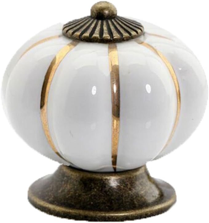 Pumpkin Ceramic Cabinet Drawer Door Pull Knobs Handle Multicolor 10pcs (White)