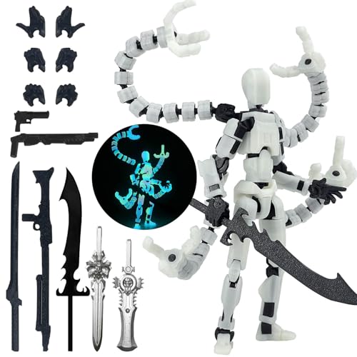 Assembly Completed T13 Action Figure 3D Printed Multi-Jointed Movable T 13 Lucky 13 Dummy 13 Nova 13 Robot 13 Action Figure Desktop Decorations for Game Lovers (Night Light, 7.2 Inch)