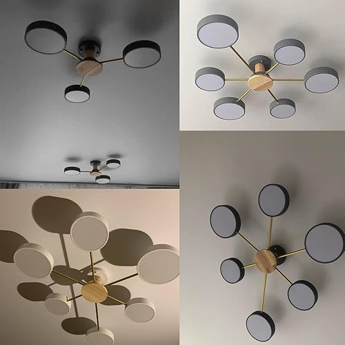 Miniatura 3 de Lámpara de techo LED de 8 luces, 48 pulgadas, moderna lámpara de techo empotrada de madera de 64 W regulable para sala de estar, dormitorio, cocina,