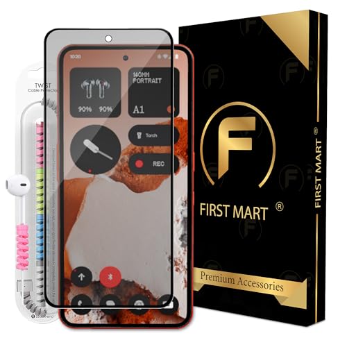 Image of FIRST MART Matte Anti-Glare Tempered Glass for Nothing Phone CMF 2 Pro and Nothing 3A lite With Installation Kit | Military-Grade Gaming Screen Protector & Cable Guard | Edge to Edge Coverage | Black