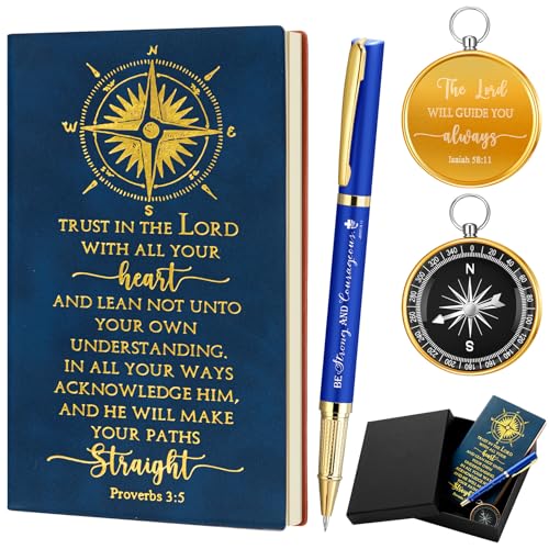 Cadeau de baptême pour homme avec journal chrétien et stylo de bible