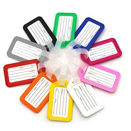Luggage Tags 10 Pcs Plastic Luggage Identifying Tag Easy to Spot Suitcase Multi-color Airplane Suitcase Labels (10 Pcs)