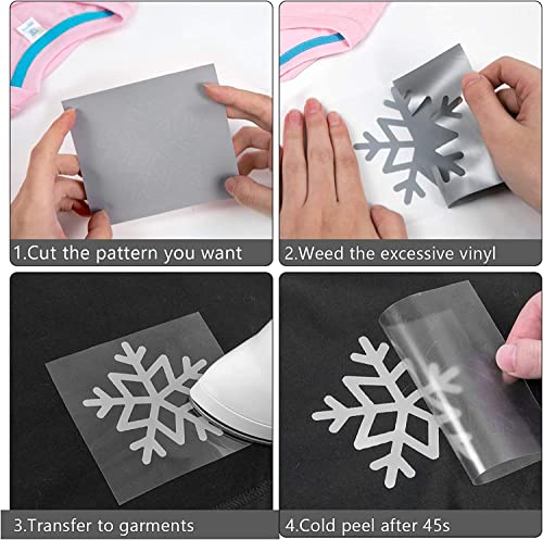 Image of HTVRONT HTV Rolls Heat Transfer Vinyl - 12 inch x 20ft Silver HTV Vinyl for Shirts, Iron on Vinyl for All Cutting Machines - Easy to Cut & Weed for DIY Heat Transfer Design (Silver)