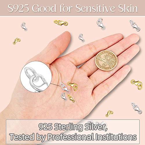 925 Sterling Silver Lobster Claw Clasp With Closed Jump Rings,Necklace Clasps And Closures Suitable For Jewelry Making Necklaces Bracelet Made In Italy #TOP2