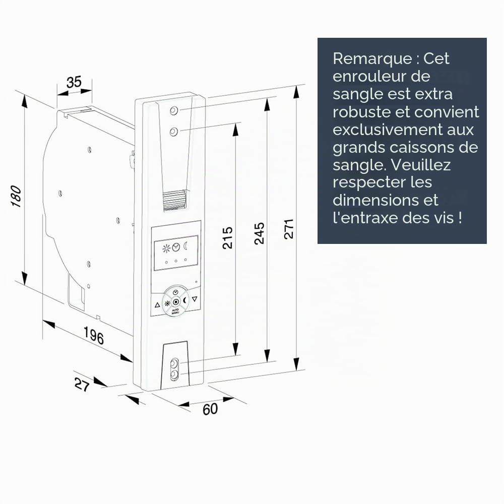Home Pilot - Enrouleur de sangle encastrable Power Classic pour commande de volet roulant à sangle. Adapté pour les volets lourds Installation rapide | Programmation Fonctionnement autonome 10132360