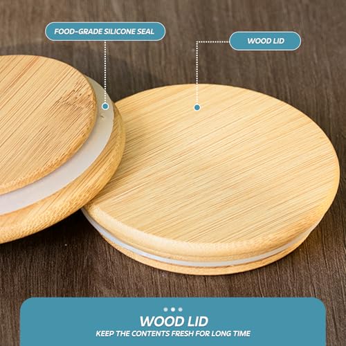 Image of amazon basics Set of 6 Large Borosilicate Glass Jars with Airtight Bamboo Lids | 1000ml Wide Mouth Kitchen Containers for Flour Rice Pulses | BPA-Free Food Grade Storage Canisters
