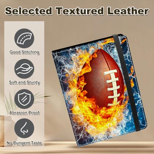Image of Photo Album 4x6 120 Photos with Strong Elastic Band, American Football Fire | Large Capacity Premium Leather Picture Album, Portable Wallet Albums Photo Book for Family Anniversaries Wedding Baby