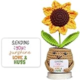 Handmade Positive Sunflower Crochet Doll with Card - Sympathy Gifts for Women - Grief Gift for Loss of Loved One - Bereavement Gifts - Condolences Present for Friends, Relatives, Coworkers