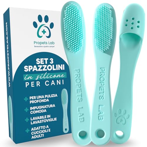 Propets Lab Spazzolino per Cani Set 3 Spazzolini da Dito in Silicone Alimentare per Pulizia Denti Cane e Gatto Ideale per Taglia Piccola Taglia Grande per Corretta Igiene Orale AntiTartaro