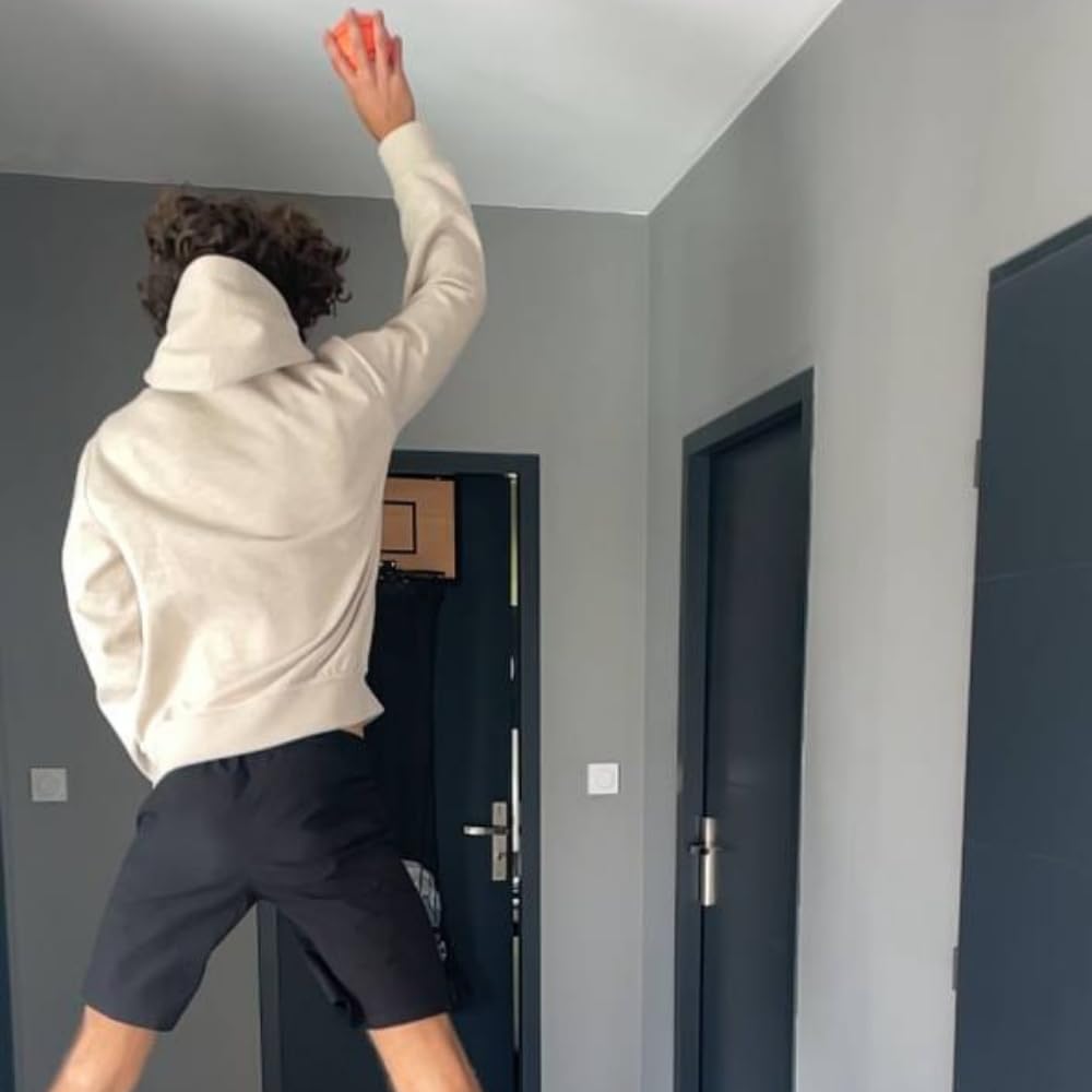 Générique TheDunk - Cesto da basket in legno, per biancheria sporca, da parete e da porta, con borsa rimovibile, pallone e pompa d'aria, giochi da basket, per raccolta di biancheria sporca, regalo per