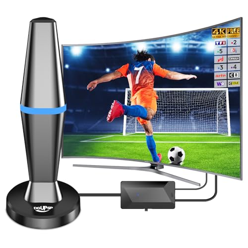 Antenne TV Intérieur - Antennes TNT Intérieur pour Smart TV avec Base Magnétique Puissante et Amplificateur - Réception Longue Portée Jusqu'à 80 km, Compatible avec Tous Les Téléviseurs