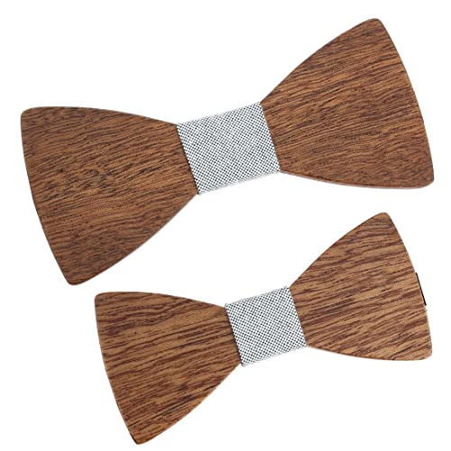 Noeud papillon en bois duo père et fils gris idée cadeau fête des pères