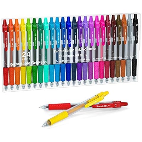 Colored Gel Pens, Lineon 24 Colors Retractable Gel Ink Pens with Grip, Medium Point(0.7mm) Smooth Writing Pens Perfect for Adults and Kids Journal Notebook Planner, Writing in Office and School Cover