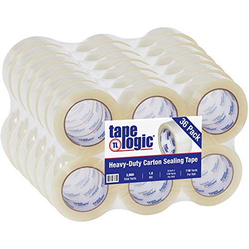 Image of Aviditi Tape Logic 2 Inch x 110 Yard 1.6 Mil Clear, Heavy Duty Hot Melt Packing Tape, 36 Pack, Perfect for Packing, Shipping, Moving, Home and Office