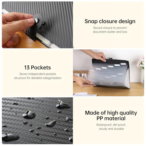 FRETONBA Accordion File Organiser, 13 Pockets Expanding Box File - Image 4