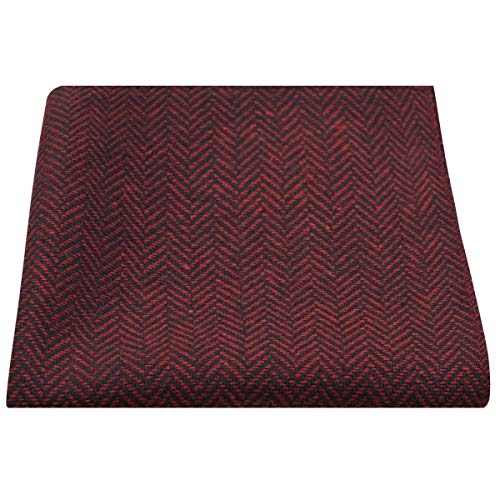 Cranberry Red & Black Herringbone Pocket Square, Handkerchief