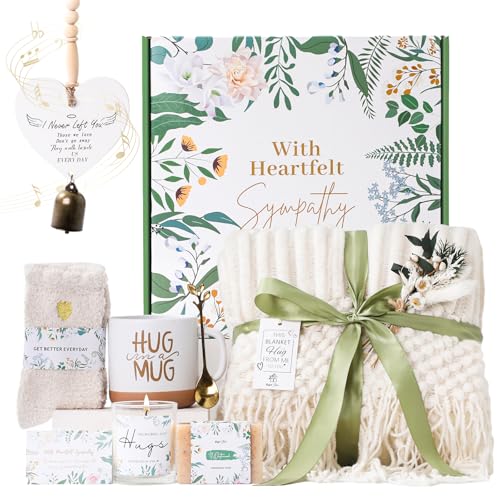 Sympathy Gifts for Loss of Loved One Care Package for Women Sympathy Gift Baskets Bereavement Miscarriage Grief Condolences Gifts for Mother Friend Sorry for Your Loss Basket with Memorial Wind Chimes