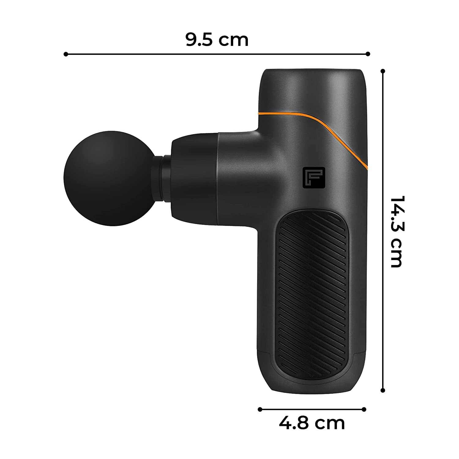 Flexnest Premium German-Designed Vibration Gun Massager with 4 Silicone Coated Heads and Long Battery Life for Physio Pain Relief, Deep Tissue Percussion for Full Body, Battery Powered, Black