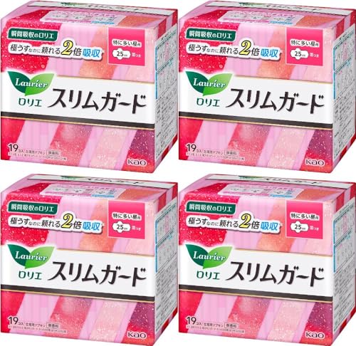 コストコ ロリエ スリムガード 多い昼用 25cm 羽つき 19個×4個セット + lollolマイクロファイバークロス(商標登録済)