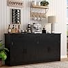 Buffet cabinet with 3 drawers 65 large sideboard buffet storage cabinet with shelves and 4 doors modern farmhouse coffee bar cabinet wood buffet table for kitchen living room black  urban country home decor