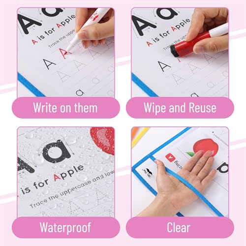 image for Mr. Pen- Dry Erase Pocket Sleeves, 10 x 14 Inch, 6 Pack, Colorful, Pla