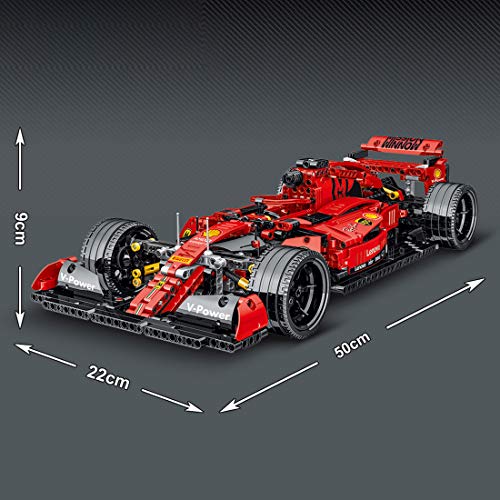 YIGE Technik Formula F1 Rennwagen Bausteine, 1100 Teile 1:14 Super Rennwagen Modellbausatz für Ferrari F1, Konstruktionsspielzeug Kompatibel mit Lego Technic