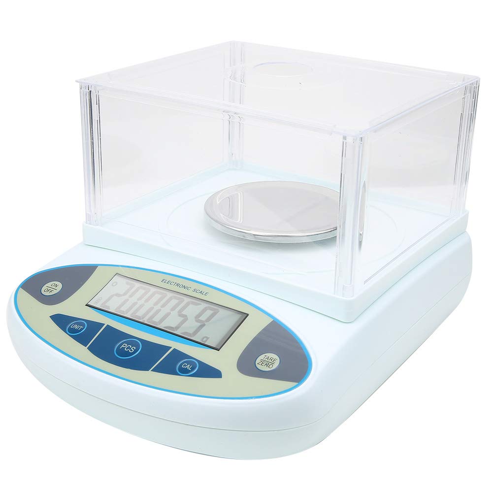 Digitale Labor-Analysewaage 200 g x 0,001 g 1 mg, Hochpräzise Schmuckwaage mit 100 g Gewicht (EU-Stecker)