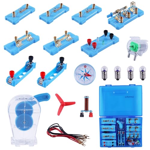 Elektronik Schaltungen Set mit Motor, Glühbirne & Kabeln – Elektrotechnik Experimentierkasten für Physik & Mint-Bildung ab 12 Jahren