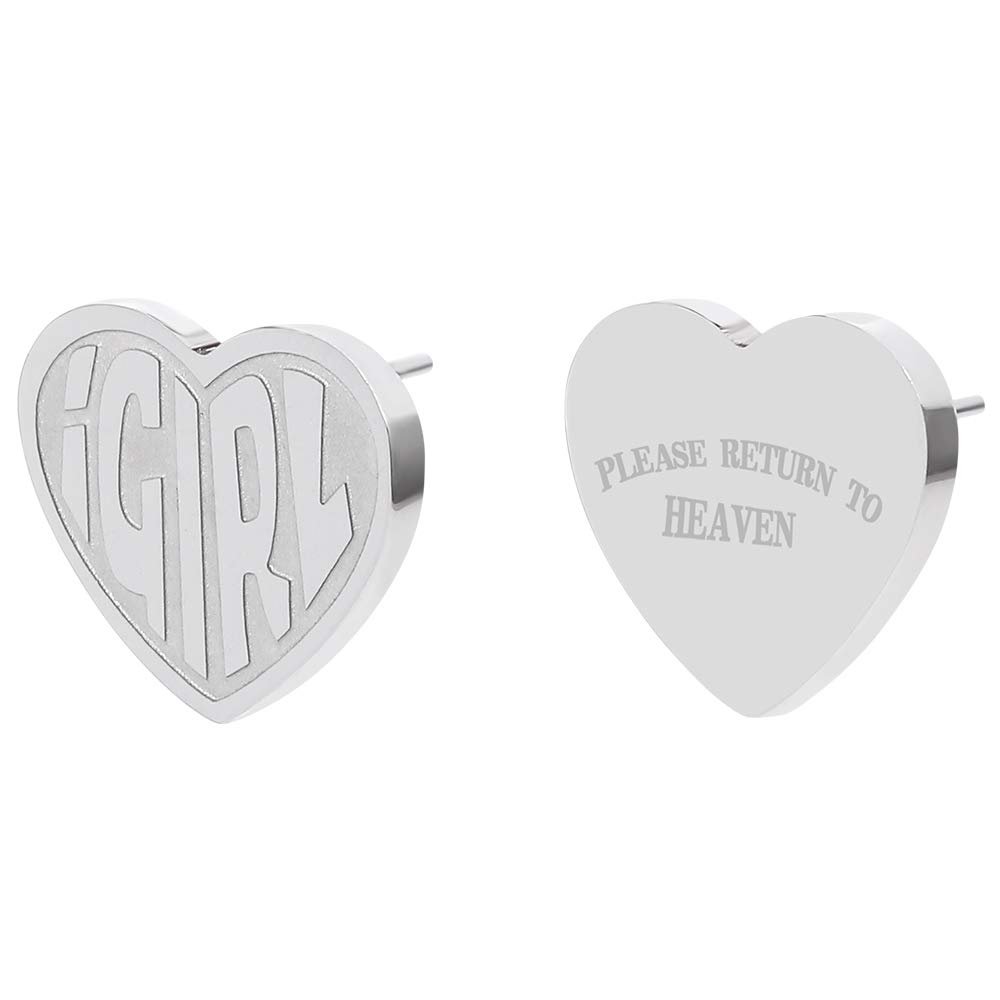 Womens Igirl Heart Pendant Necklace Double Side Letter Necklace