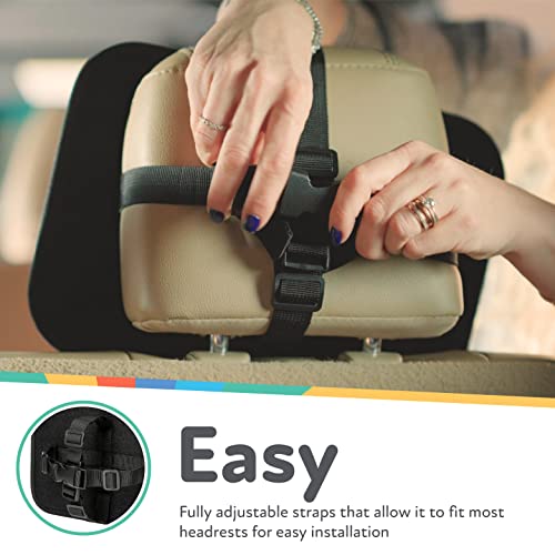 Image of Nuby Backseat Baby Mirror with Fully Adjustable Straps, Shatter Resistant, Installs in Seconds, Black (Pack of 2)