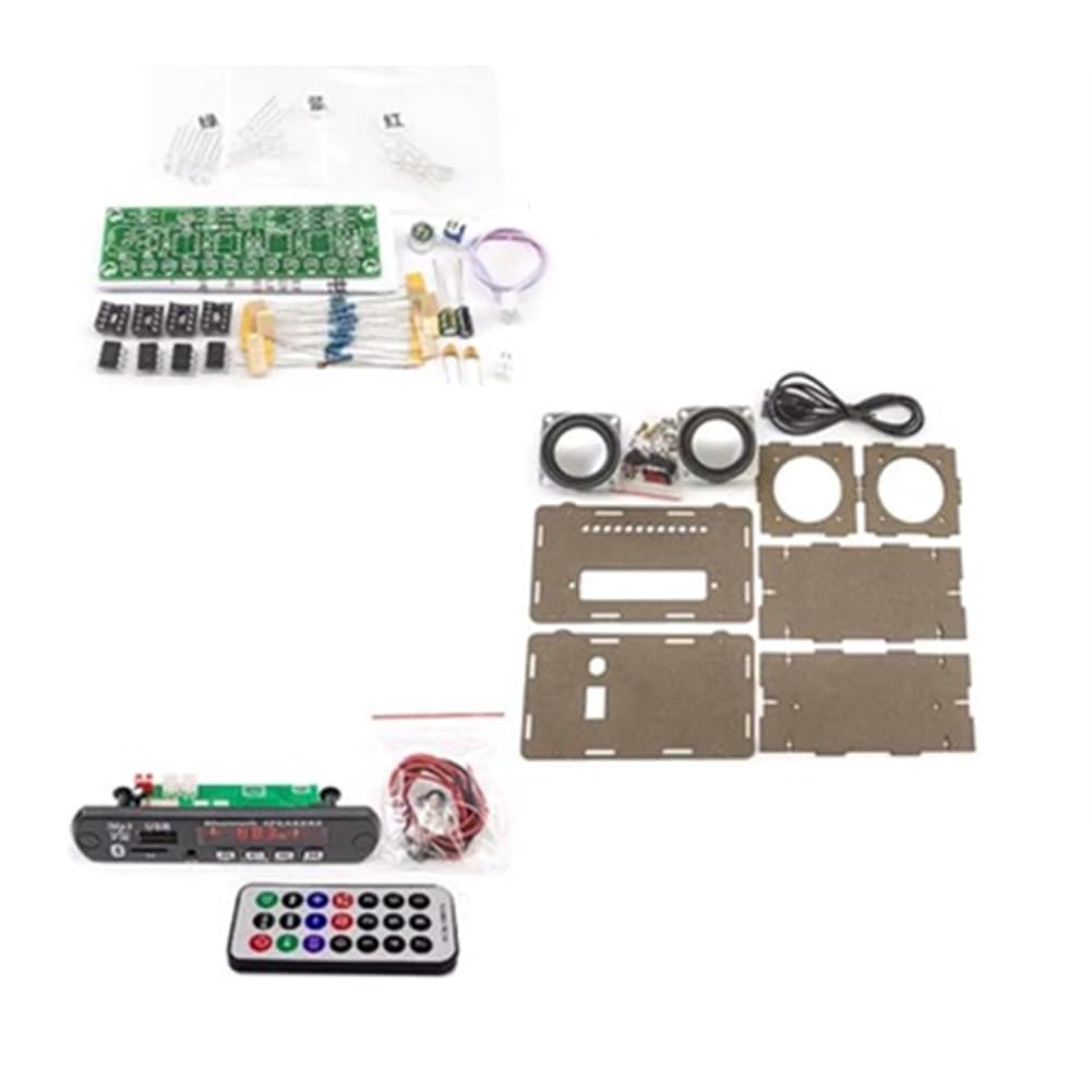 Elektronica Bluetooth luidspreker met FM-radio DIY solderen bouwpakket, afstandsbediening muziekspeler project met kleurrijke geluidsbesturing, ledlampen en schaal, digitale display versterker voor