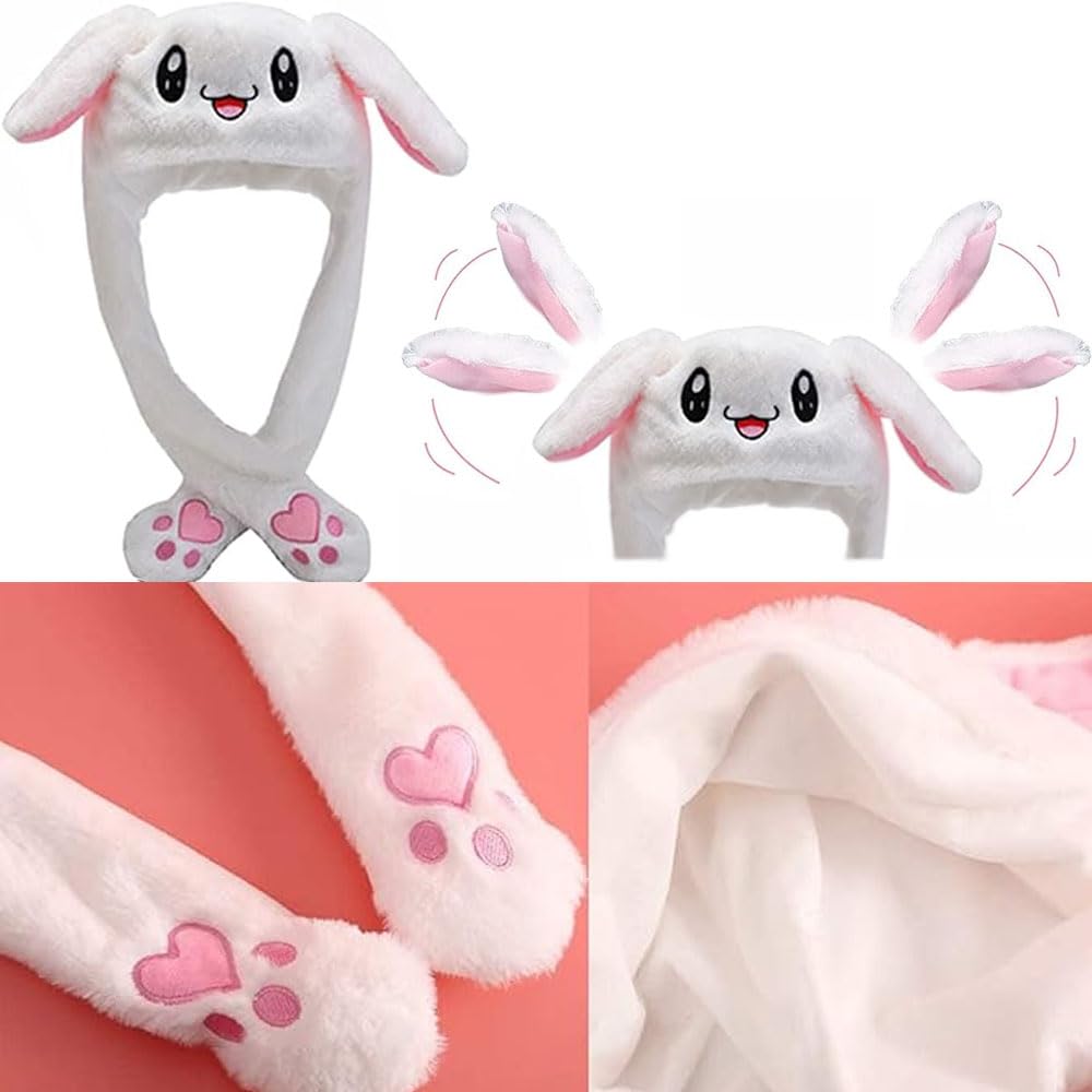 2 Pcs Cute Rabbit Hat Unisex Funny Bunny Hat With Moving Ears Plush Rabbit Hat Bunny Ears Headband Toys Fancy Dress Cosplay Rabbit Best Gift for Kids Adults(Rabbit Shape + Giant Panda Shape) - Image 2
