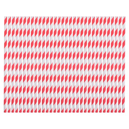 VICASKY 100 pitillos de papel rayados rojos biodegradables miniatura 1