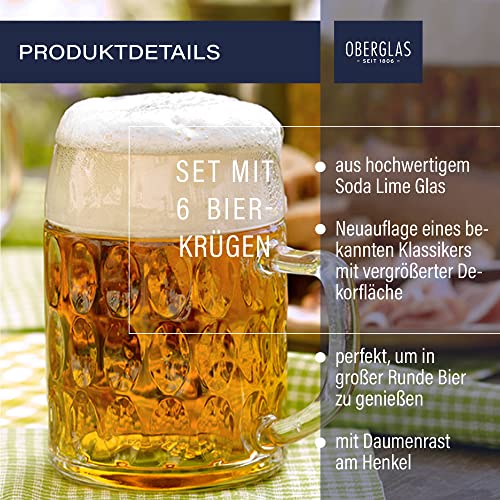 Stölzle Lausitz Oberglas Boccale Kaiser 0,5l l Boccale originale dell’Oktoberfest I Set di 6 pezzi I Bicchiere da birra tradizionale con manico I Lavabili in lavastoviglie I Di pregio - immagine 3