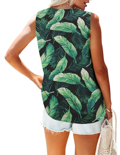 KISSMODA Tank Tops for Women Summer Casual Sleeveless Shirts Dressy Trendy V Neck Tunics Loose Notched Blouses S-3XL