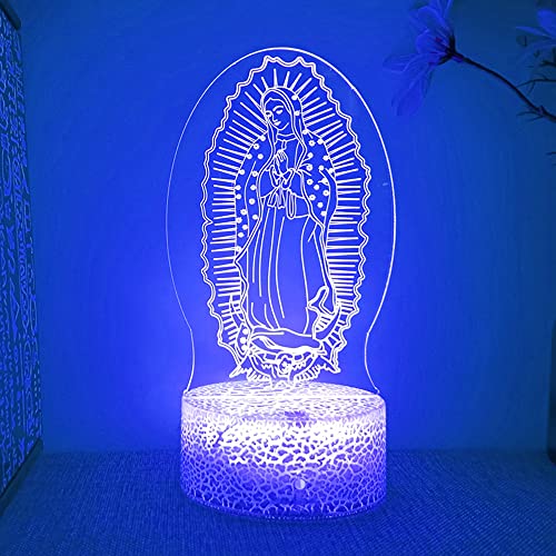 Lámpara de noche ilusión 3D Virgen María multicolor miniatura 4