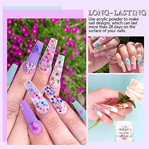 Saviland Acrylpulver Für Nägel - 20 farbiges frisches süßes Acryl-Nagelpulver-Kit Rosa Blau Lila Glitzer-Polymer-Pulver… – Bild 3