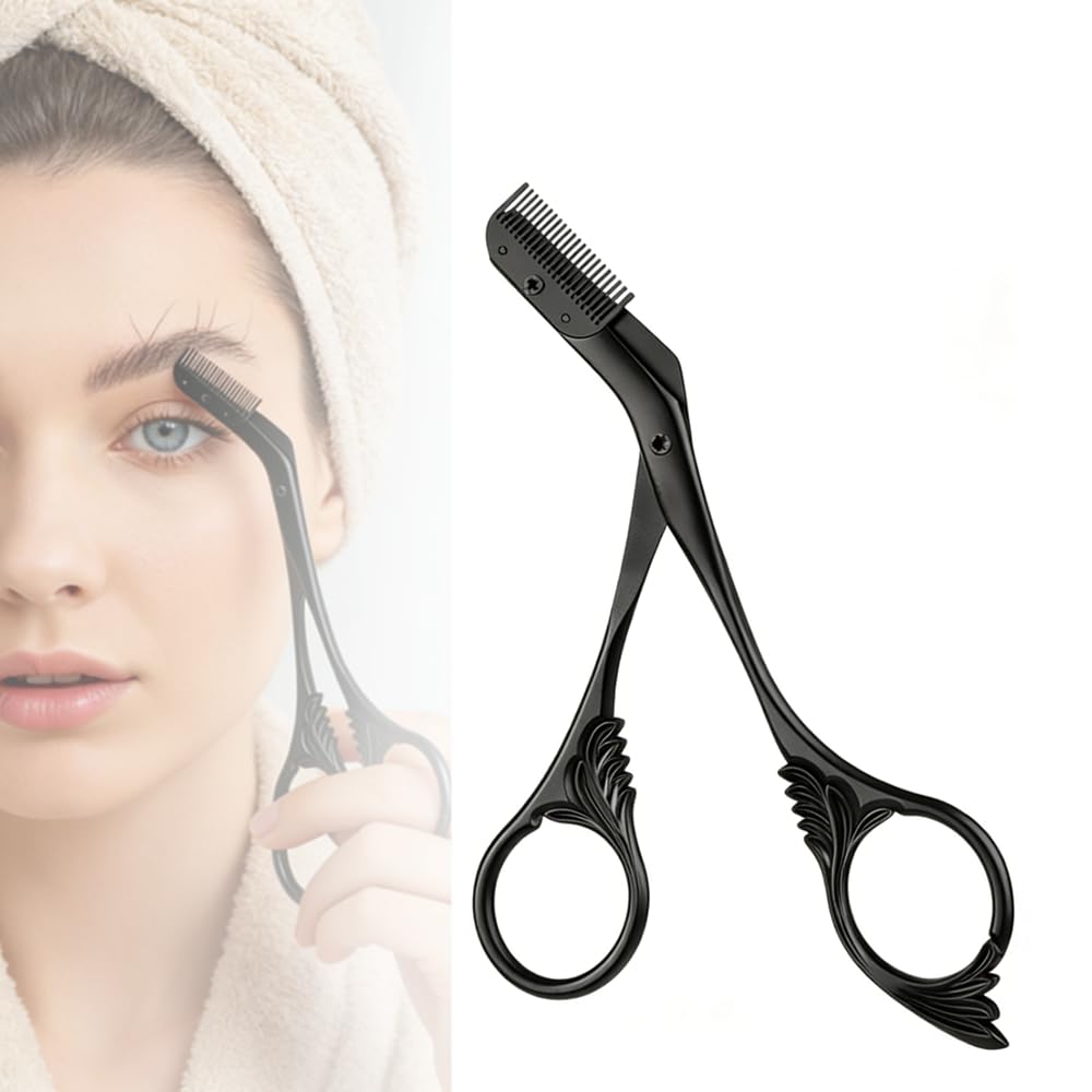 Eyebrow Trimmer Scissor with Comb 2 in 1 Eyebrow Scissors for Women Stainless Steel Precision Eyebrow Cutter Hair