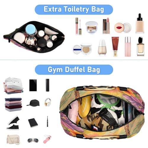 Sloth Jungle Yellow Travel Duffel Bag for Women Men Gym Bag with Shoe Compartment Wet Pocket Carry On Weekender Overnight Bags for Hospital Gym Travel4