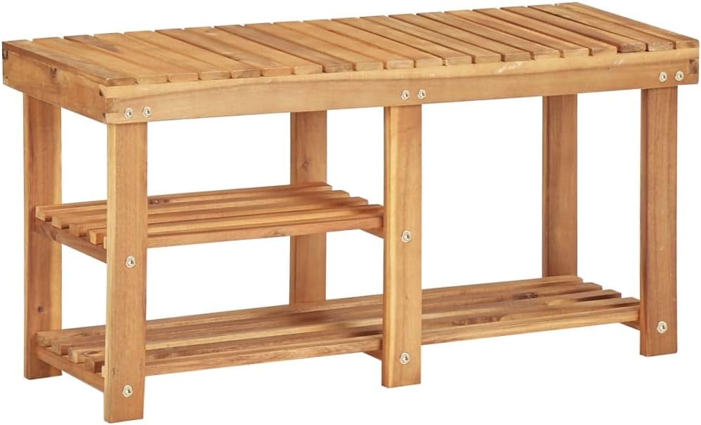 vidaXL Shoe Rack Natural Wood Color Solid Acacia Wood Compact Storage