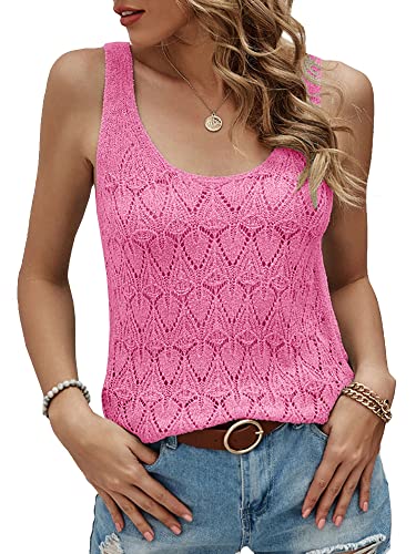 Image of Womens Sleeveless Tank Tops Summer Knit Sweater Vest Casual Cami Shirts Tops