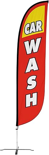 Miniatura 10 de LookOurWay Bandera de plumas con temática de lavado de coches, 12 pies (hardware no incluido)