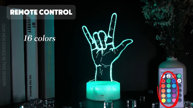 Image of I Love You Night Light, Loving You Hand Sign, Lover 3D Illusion Lamp with 16 Colors Changing, Timer, 4 Flash Modes and Dimmable, Men Women Boys Girls Room Decoration, Holiday Xmas Gifts