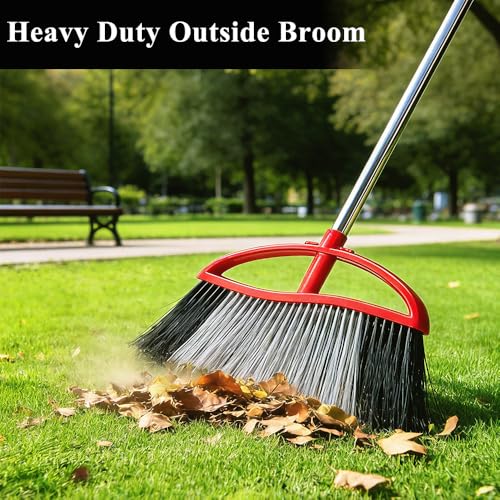 Image of 15.7 inch Heavy Duty Outdoor Broom, Adjustable Handle for Patio Garage