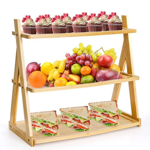 Acshio 3 Tier Bamboo Serving Tray